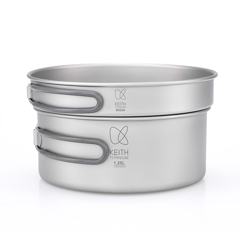 Camping Cooking Kitchen Set - KEITH Pure Titanium 2-delige kookset (800ml+1250ml),