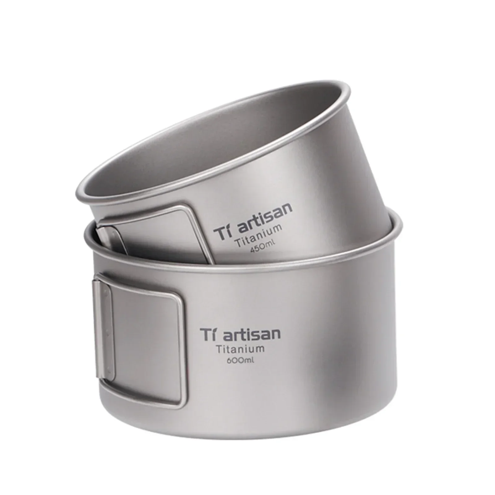 Camping Cooking Bowl - Titanium kom met inklapbaar handvat Campingkom