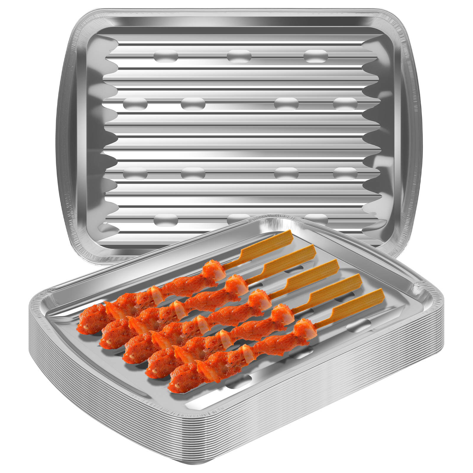 Camping Cooking Bowl - Aluminiumfolie Dienbladen Antiaanbaklaag Bakpannen Food Grade