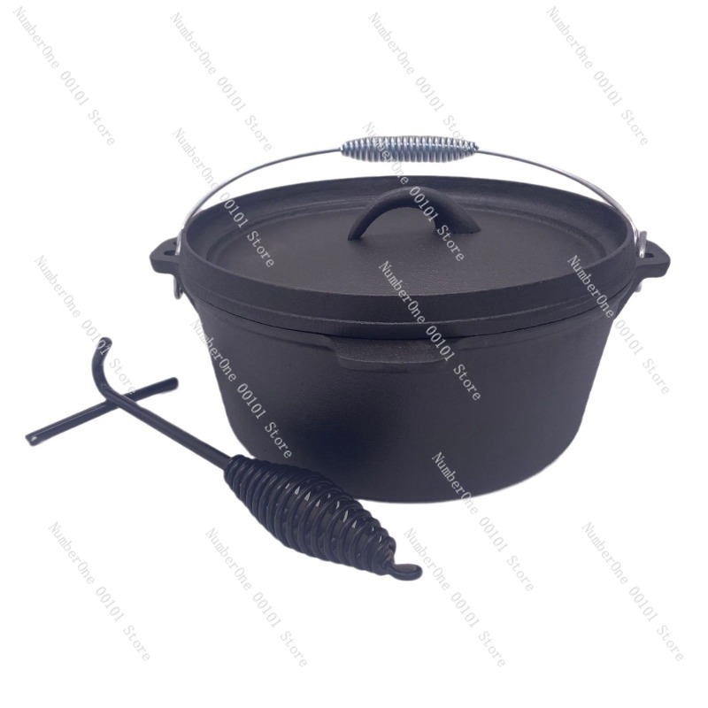 Camp Dutch Oven Cast - Zware gietijzeren Dutch oven 25cm, campingstoofpot,