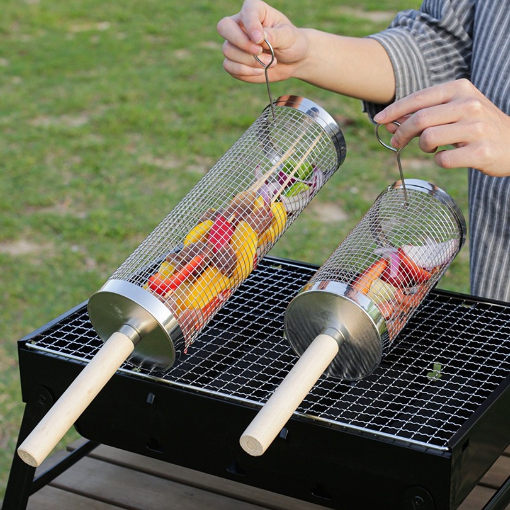 Roterende BBQ-grillmand van ro - Camping Cooking Griddle recensie en prijs