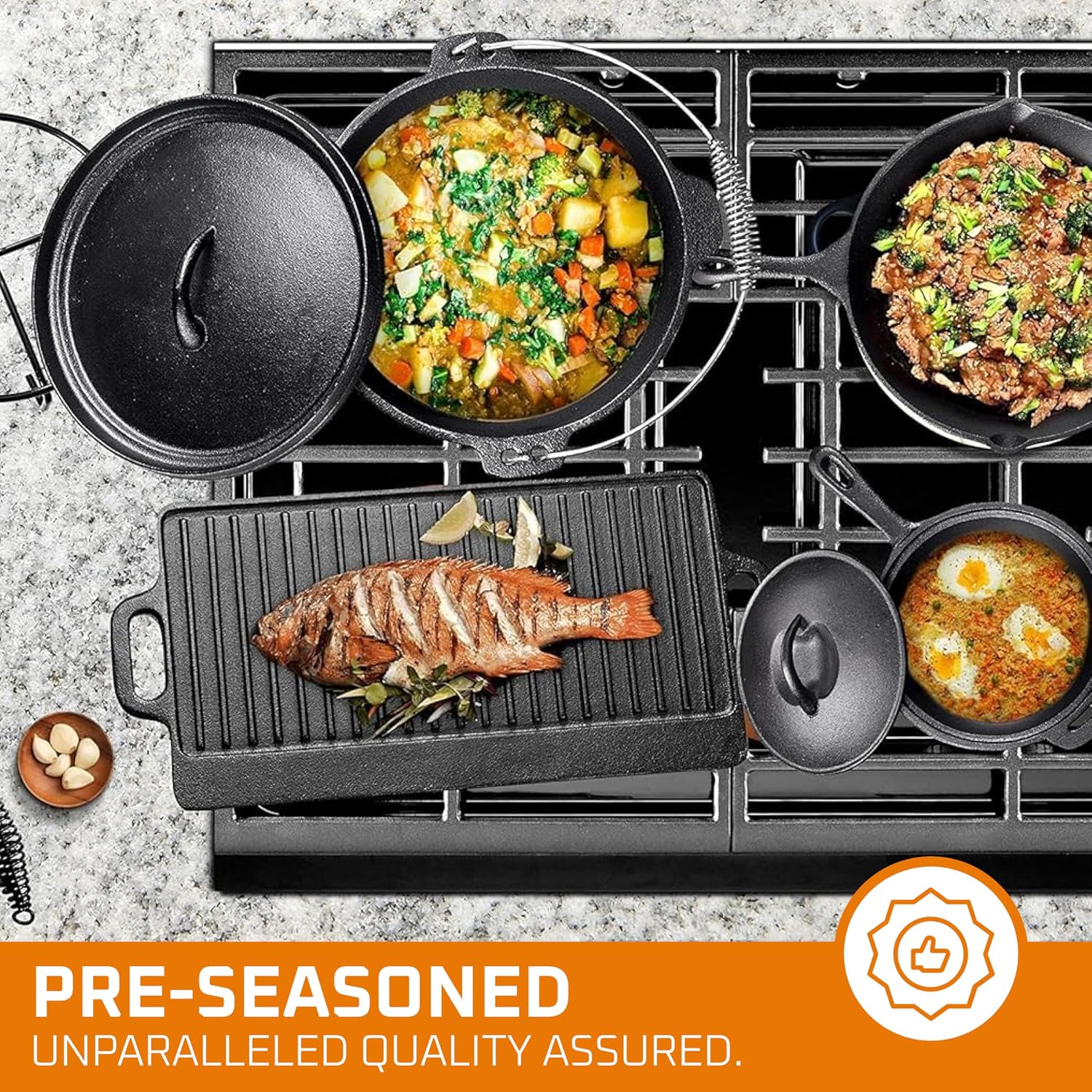 Camping kookset van 7 delen. V - Camp Dutch Oven Cast recensie en prijs