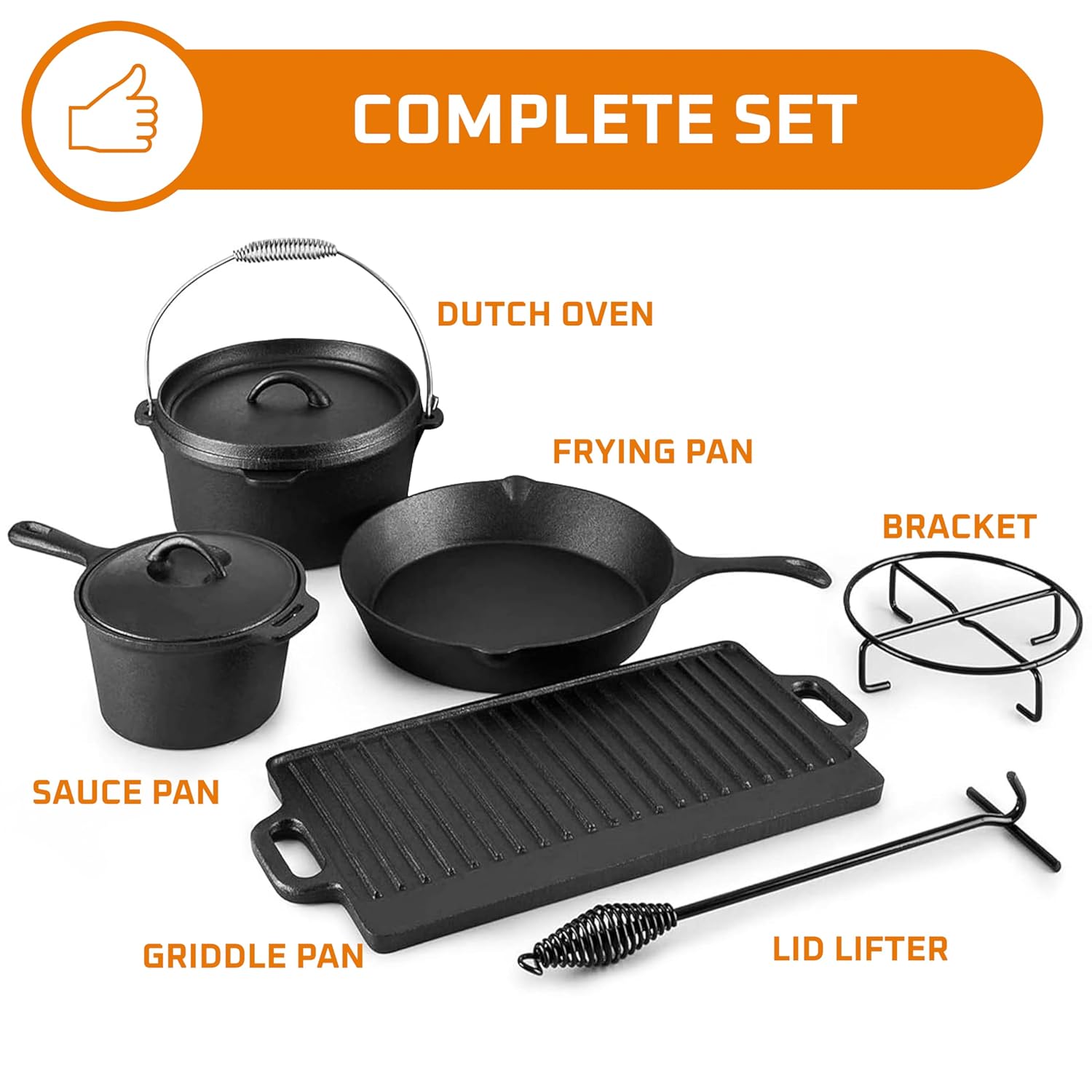Camping kookset van 7 delen. V - Camp Dutch Oven Cast recensie en prijs